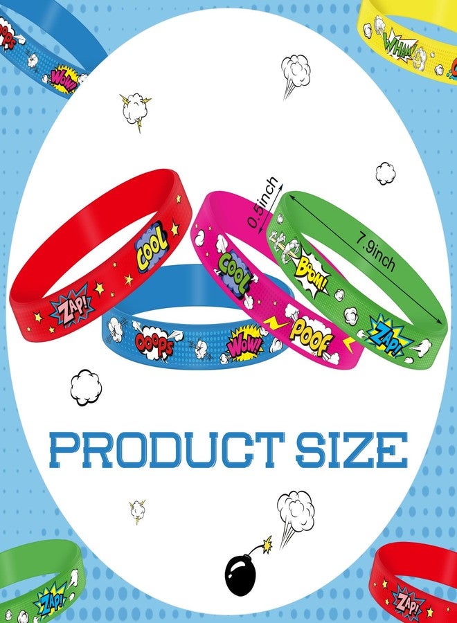 RoundFunny 30 Pcs Hero Party Favor Silicone Bracelets Piñata Fillers for Kids Classroom Prizes Carnival Goodie Bag Stuffers Goodie Rewards Hero Theme Birthday Party Supplies Decorations Gifts - Image 2
